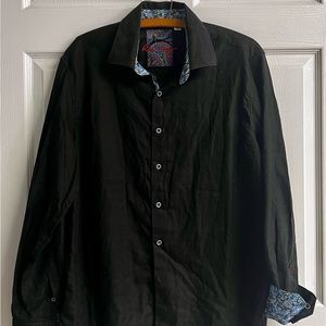Men’s Designer Black L long-sleeved dress shirt